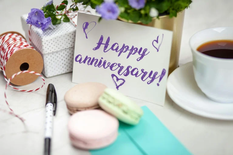 Happy anniversary - a husband sends her wife anniversary gifts